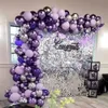 Autres fournitures de fête d'événement 122pcs violet ballon arc métallisé argent guirlande kit ballon mariage décor anniversaire bébé douche décoration 230808