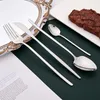 Flatware Sets 4/16/24Pcs Cutlery 18/10 Stainless Steel Mirror Dinnerware Western Style Tableware Fork Knife Coffee Spoon Silverware Gift