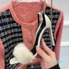 디자이너 -10cm 여성 샌들 슬림 하이힐 공식 신발 패션 샌들 밍크 가죽 밑창 하이힐 신발 여성용