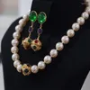 Collier boucles d'oreilles ensemble 2023 européen et américain Vintage lumière luxe plaqué or élégant laiton perle boule pendentif