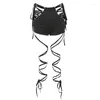 Vrouwen T Shirts Cyber Y2k Punk Vrouwen Sexy Shorts Suits Gothic Backless Hooded Crop Tank Tops Grunge Bandage Ruches 2 stuk Sets