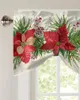 Rideau Noël Poinsettia Fleur Cônes De Pin Fenêtre Salon Armoires De Cuisine Tie-up Valance Rod Pocket