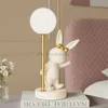 Nordic Lovely Rabbit Dectop Lampa Lampa Księżyc Nocne Lampy Lampy Daszek Dzieci sypialnia Oświetlenie Prezent Wedding Friends Lampara HKD230808