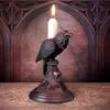 Novelty Items Halloween Gothic Crow Candlestick Ornaments Resin Room Decor Antique Owl Figurines Decoration Statue Home Decoration Accessories 230808