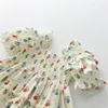 Abiti da ragazza gaun kasual anak perempuan bayi gaun Floral musim panas dengan renda Ruffles gaun ulang putri pakaian anak-anak