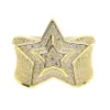 Wedding Rings Hip Hop heavy punk Gold Color Big Star Ring All Iced Out CZ Stone Rings Charm For Women Men Bling Party Jewelry drop 230808