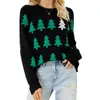 Women's Sweters Women S Christmas Snowflake Wzór SWETOR SWAZY KOMY DŁUGI SKŁACY Zimowe jesienne załogi Skoczniki szyi Modne