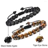 Strand réglable hommes Bracelet pour hommes oeil de tigre hommes bijoux pierre naturelle perle poignet mode bijoux accessoires