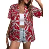 Blouses voor dames voor vrouwen gedrukt T-shirt mode met korte mouwen Casual korte mouw knop Down Shirts Tops Fine Elegant