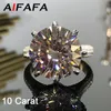 Alianças de casamento AIFAFA 100 S925 prata esterlina 10 quilates espumante anel de diamante de alto carbono para mulheres grandes pedras preciosas jóias finas 230808