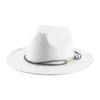 Chapéus de Aba Larga Bucket Fedora Hat Feminino Masculino Cor Sólida Corrente Banda Jazz Caps Fascinador Inverno Outono Formal Vintage 230808