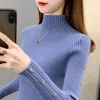 Kvinnors tröjor Halv Turtleneck tröja Pullover Autumn Winter Slim High Stretch Knitting Shirt Shirt Female Jumper Tops