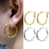 Hoop Earrings SIPENGJEL Trendy Gold Plated 14k Round Twisted For Women Geometric Big Circle Jewlery Gifts