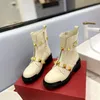 Дизайнер G Высокая версия Willow Nail Short Boots 2023 Новые сапоги с пряжкой наездки толстые подошва западных ботинок в среднем рукаве