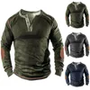 Herren-T-Shirts, Baumwoll-T-Shirts, amerikanisches Vintage-Shirt, übergroßes T-Shirt mit V-Ausschnitt, T-Shirt für Männer, Langarm-Pullover, Ropa Hombre Outfits