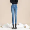 Jeans da donna 2023 Spring Full Length Pencil Street Indossa pantaloni a vita alta elasticizzati sottili Pantaloni in denim Femme Strecth