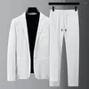 Men's Tracksuits 1 Set Formal Suit Temperament Men Solid Color Blazer Drawstring Pants For Dating