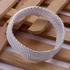 Bangle Fashion Silver Color Jewelry Factory Direct High Quality Elegant Retro Women Lady Big Mesh Stängt runda armband