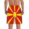 Herenshorts Zomerstrandbadpak Sneldrogend Zwemkleding Vlag van Noord-Macedonië Ademend Sexy Man