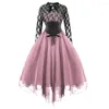 Abiti casual Abito gotico vittoriano Punk Vintage medievale Donna Autunno Chiffon Pizzo manica lunga Corsetto Abiti Steampunk