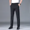 Männer Hosen Sommer Gute Stretch Glatte Hosen Männer Business Elastische Taille Koreanische Klassische Dünne Schwarz Grau Blau Marke Casual anzug Männlich 230808