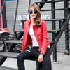 Cuero de mujer Faux Leather FTLZZ Mujer Motocicleta Pu Chaqueta de cuero Invierno y primavera Negro Rojo Abrigo de cuero de imitación Turn Down Collor Lady Outerwear HKD230808