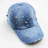 Boll Caps Miaoxi Ny högkvalitativ kvinnors hatt Cap Baseball Denim Rhinestone Caps Cotton Snapbk Women Män Vuxna Sun Hatts Justerbara J230807