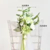 Decorative Flowers Chair Artificial Peony& Rose Ribbon Bouquet Knot Cover For Church Car Outdoor Party Banquet Wedding Decorations Supplies