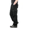 Men's Shorts Cargo Pants Baggy Full Length Trousers Military Men Solid Color Multi-Pockets