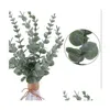 Couronnes De Fleurs Décoratives Tiges D'eucalyptus Décor Feuilles Artificielles Faux Branches De Verdure Pour Pièce Maîtresse De Mariage Fleur Floral A Dhlyb