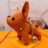 Keychains Lanyards Keychains Lanyards Puppy bulldog Bag Hanging Car Flower Charm Jewelry Women Men Gifts Fashion PU Leather Key Chain Accessories Motion current