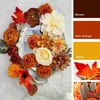 Decorative Flowers Wreaths Yan Autumn Artificial Flowers Combo Box for DIY Wedding Bridal Bouquets Fall Orange Flower with Stems Arrangement Cake Decor 230808