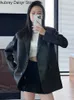 Women's Leather Faux Korean Black Jacket Women Streetwear Loose Formal Blazers Female Fashion Trend Chic Punk 2023 New HKD230808