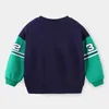 Hoodies Sweatshirts 2023 Frühling Herbst Mode 3 4 5 6 7 8 9 10 12 Jahre Kinder Brief Drucken Farbe Patchwork Sweatshirt für hübsche Kinder Baby Junge 230807