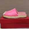 Slippers Mode Stro Zolen Visser Vrouwen Schoenen Echt Leer Weave Ontwerp Gesloten Teen Dames Schoen Outdoor Effen Kleur