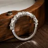 Anillos de boda Día de la serenidad Real D Color 1 5 3 mm Corte de ojo de caballo Fila completa para mujeres S925 Bandas de plata esterlina Joyería fina 230808