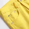 Męskie dżinsy żółte szczupłe odcinek dla mężczyzn Summer Casual Printed Pants Pantalones para hombre vaqueros