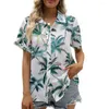 Blouses pour femmes été hawaïen pour femmes chemises motif géométrique imprimé décontracté mode rétro Harajuku Style plage Streetwear surdimensionné