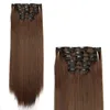 Synthetic Hair Extensions Clip In Hair 1B# 2/30# 613# 27# Color Brazilian Clips On 6 pieces/set 140g