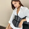 Женщины -талия для талии Shaper Mesh Corset Top Top Sexy Color Color Bodycon waspie ленты шикарные леди -бюстеры топ женский жилет 230807