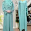 Vestidos Casuais Primavera Confortável Vestido Longo Feminino Patchwork Bordado Seção Renda Manga Muçulmana Robe Com Hijab