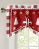 Tenda Fiocco di neve di Natale Elk Plaid rosso Finestra Soggiorno Armadio da cucina Tie-up Mantovana Tasca per asta