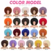 Cosplay peruker afro kinky curly peruk med lugg korta fluffiga hår peruker för svarta kvinnor syntetiska ombre glueless cosplay naturlig brun svartrosa 230807