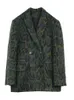 Kvinnors kostymer blazers Twotwinstyle Green Leopard Grafisk kvinnlig blazer noterad långärmad temperament Colorblock Loose Women's Coat Winter 230807