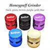 Honeypuff Grinder Herb Crushers Smoking 61mm 4 Layers Tobacco Aircraft Aluminum Smoke Cigarette Side Window Style Spice Crusher Dry Herbal Grinders