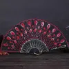 Produits de style chinois Beaux éventails décoratifs en tissu plastique pliant à la main pour fête de mariage Style espagnol danse fleur tenue éventail U1K2