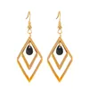 Dangle Earrings Vintage Fahion Geometric Drop For Women Jewelry Golden Plated Earing Trendy Black Crystal Pendant