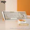 AIGO A108 Oyun Mekanik Klavye 2.4G Kablosuz USB Tip-C Kablolu Sarı Anahtar 110 Anahtar Sıcak Takas Şarj Edilebilir Gamer Klavye HKD230808