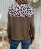 Camisolas femininas outono e inverno 2023 europa américa suéter de malha leopardo manga longa emenda tricô pulôver camisa inferior