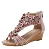 Sandals for S WedgesカジュアルビムースサマーフラワーシューズTPRソールハイヒールプリントPUスリッパbm ummer hoes ole lipper